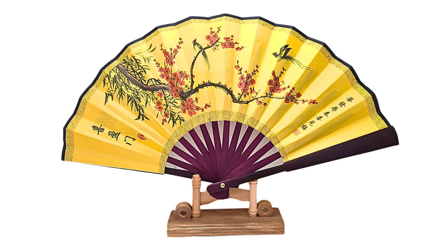 Éventail en bambou - Fleurs de cerisier