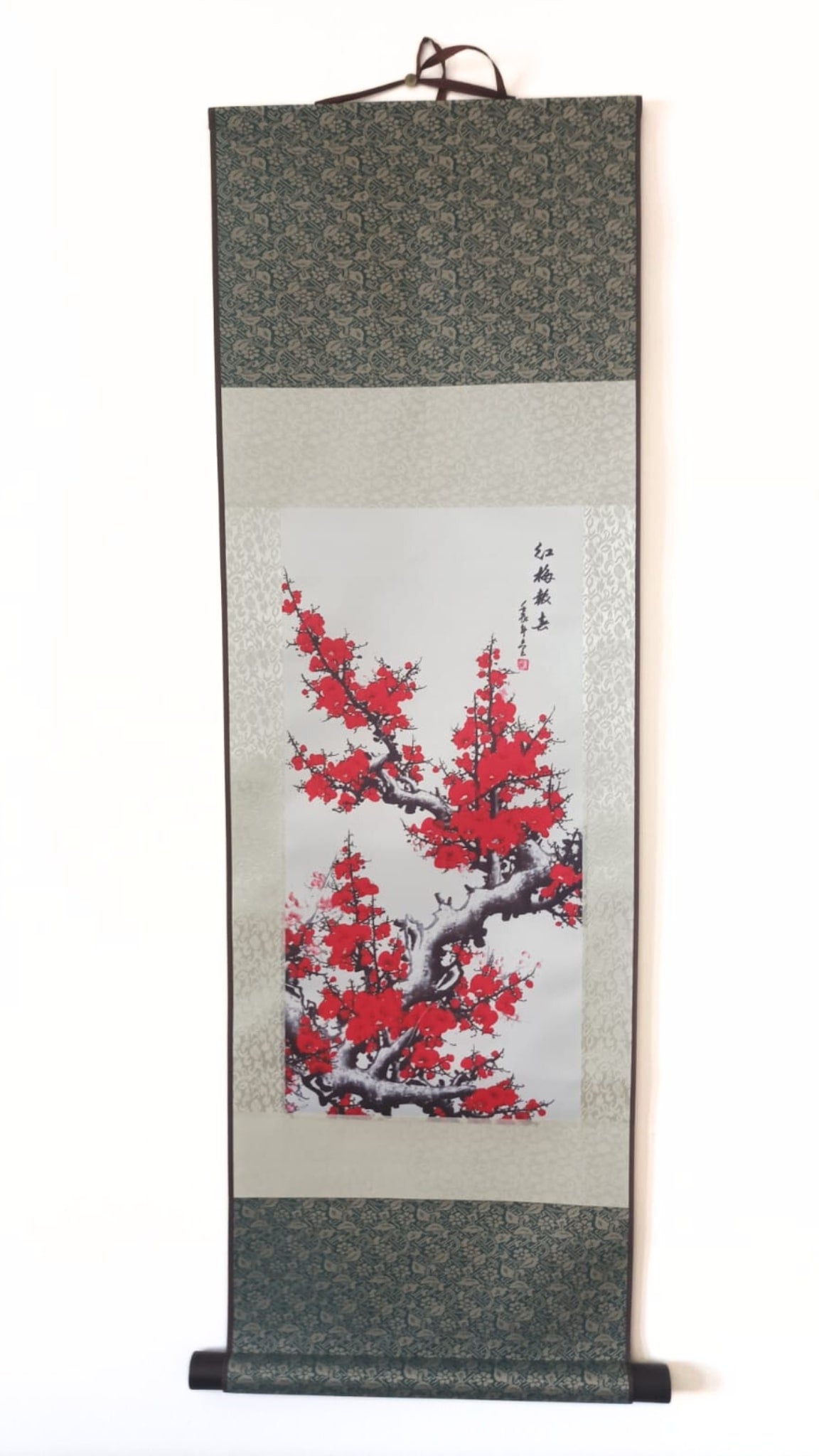 Rouleau mural chinois / Fleur de Prunier ornée de feuillage