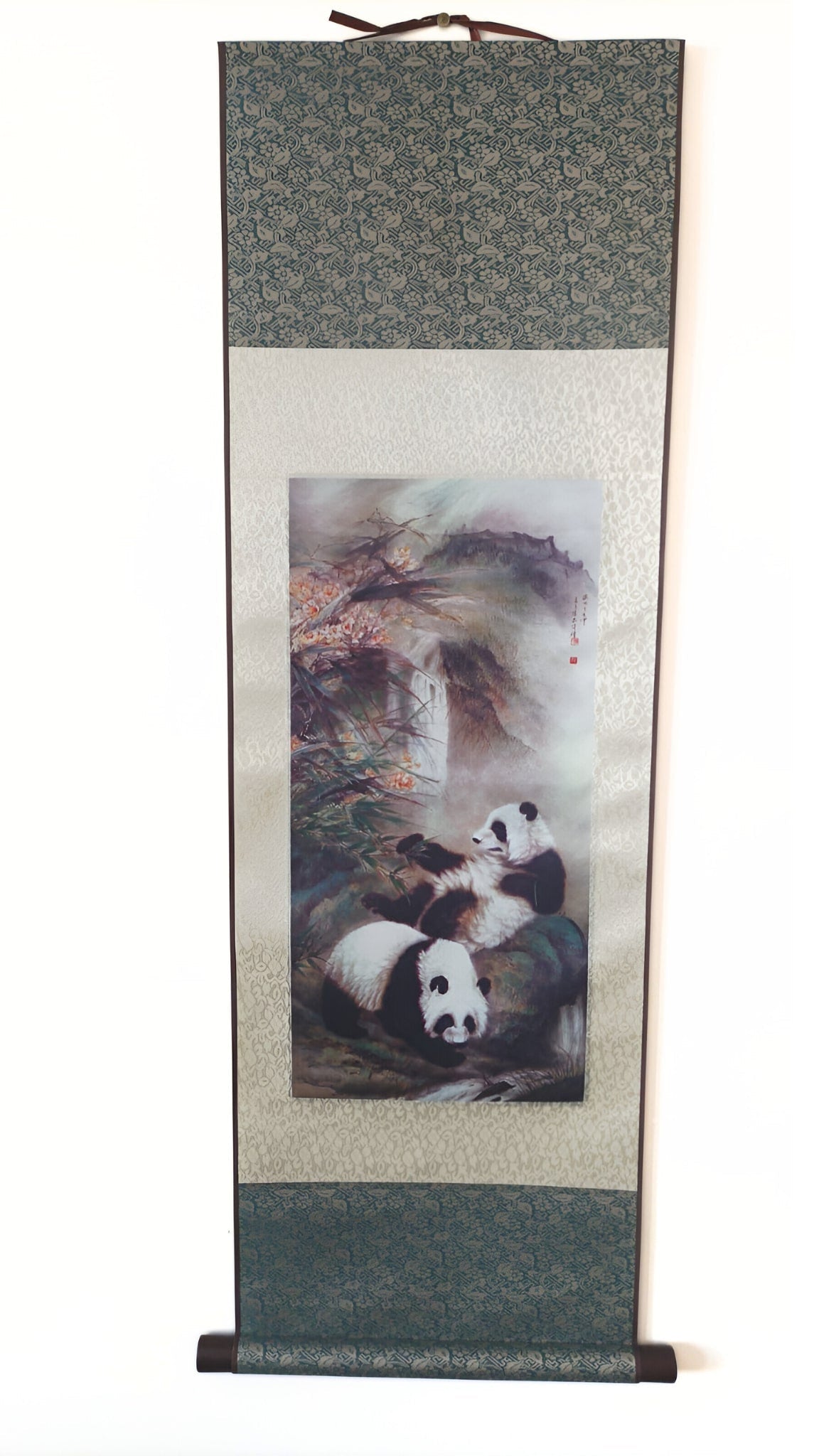 Rouleau mural chinois / Couple de Panda autour d'une rivière