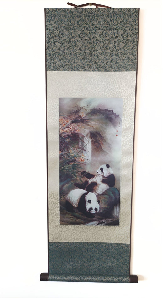 Rouleau mural chinois / Couple de Panda autour d'une rivière