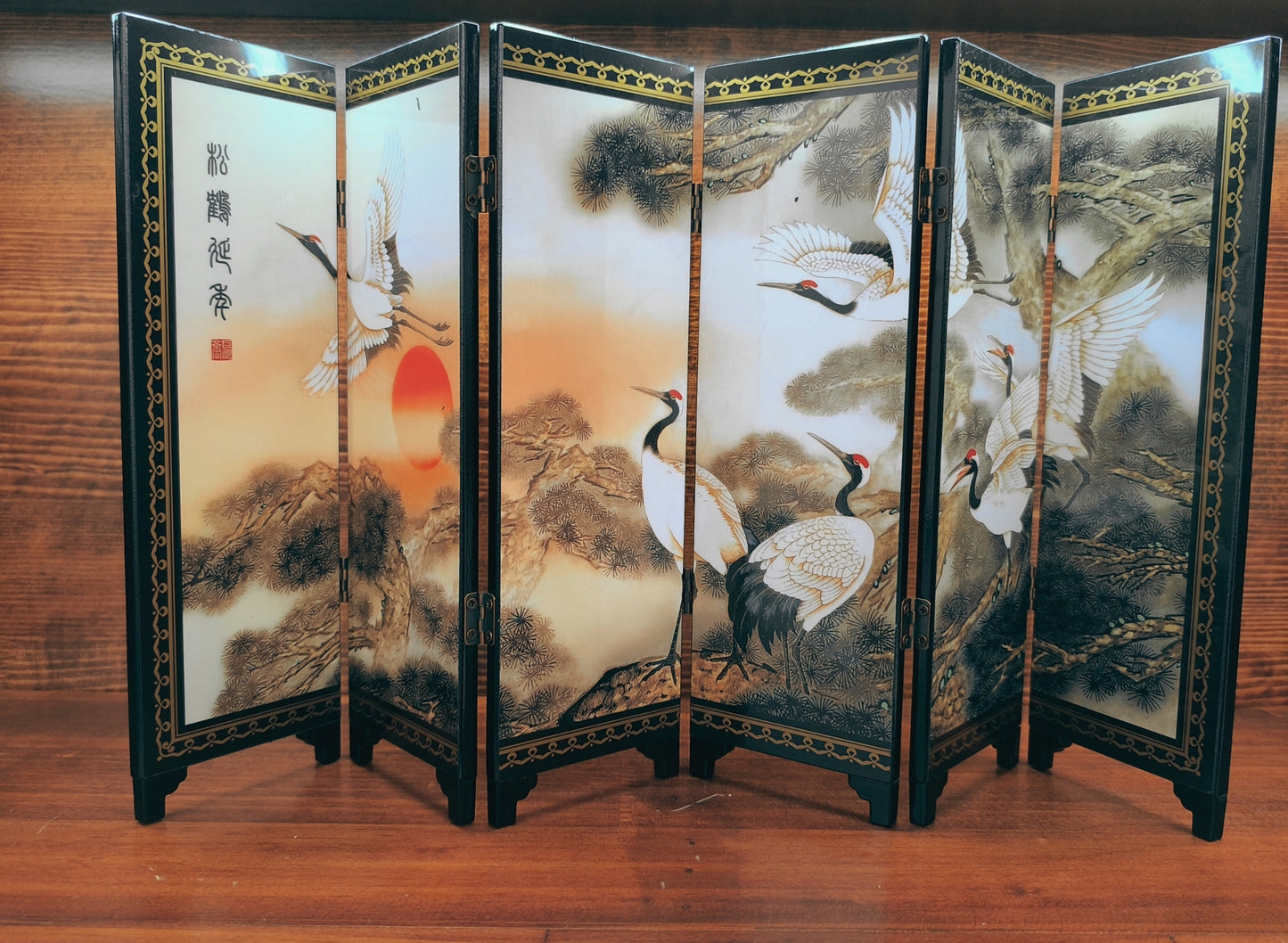 Mini paravent famille de grues