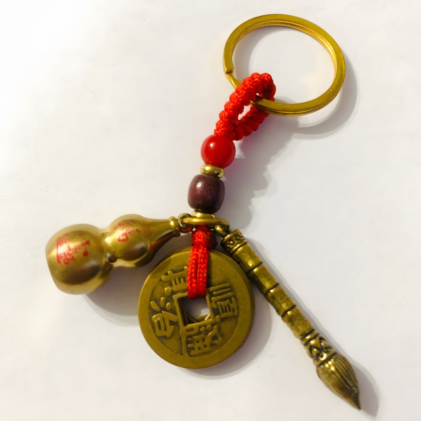 Porte Clé Cuivre Gourde Wu Lou Pinceau